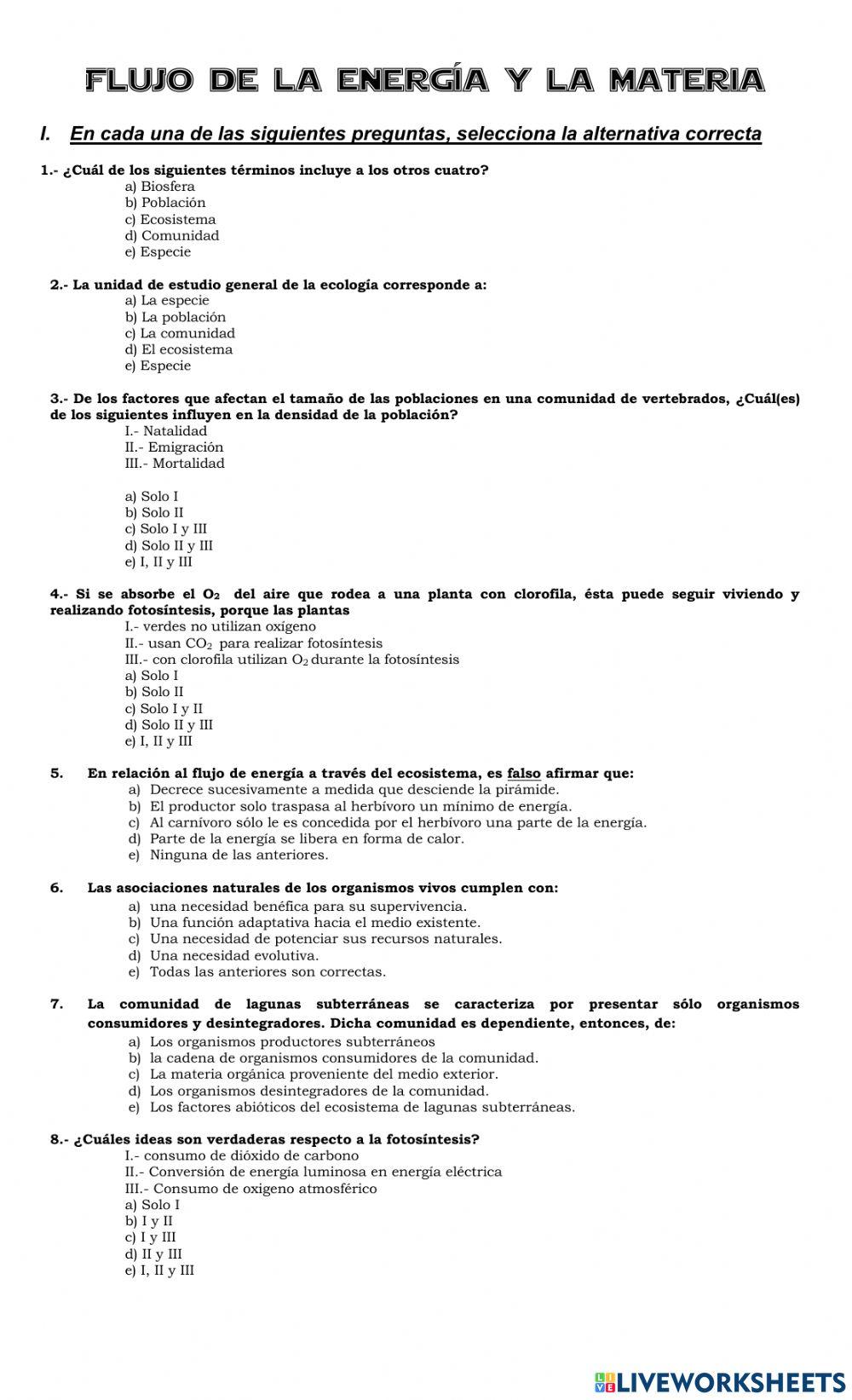 Flujo de la materia y energia