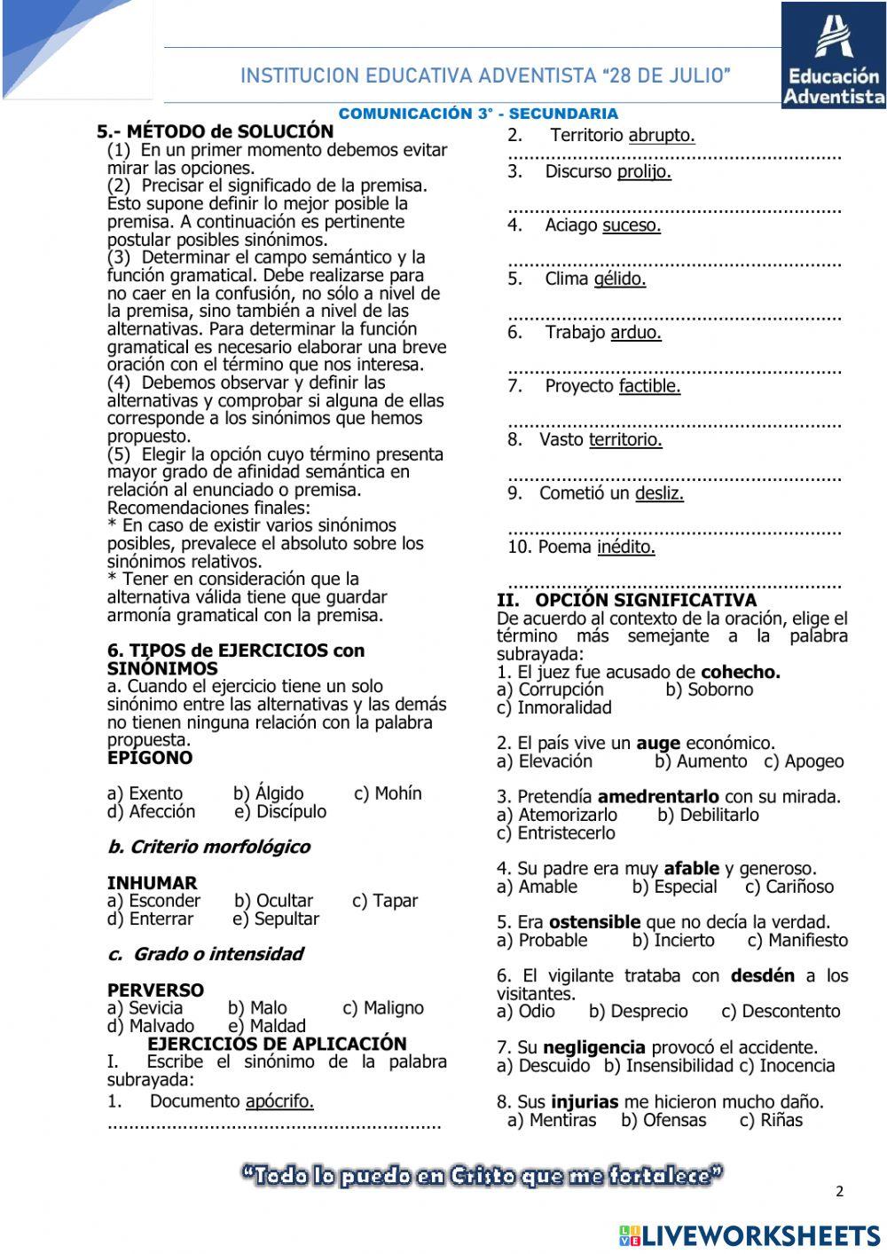 Los sinónimos y antónimos