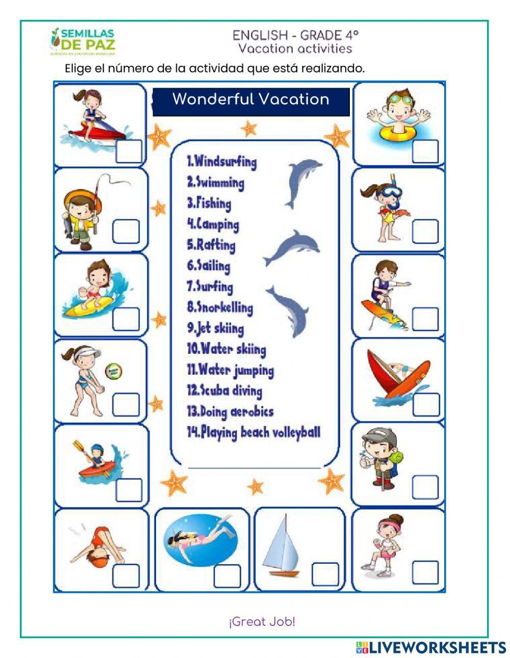 Actividades en vacationes