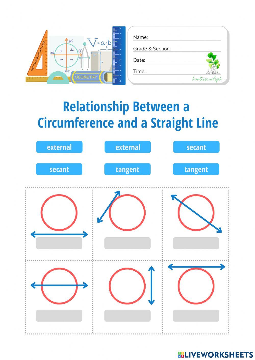 Relationship between a line and a circumference