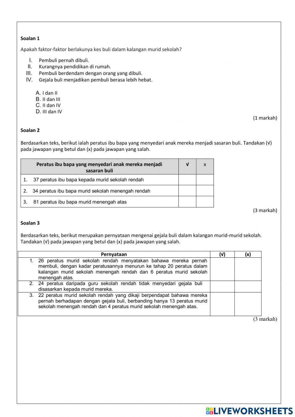 Latihan KBAT BM set 2