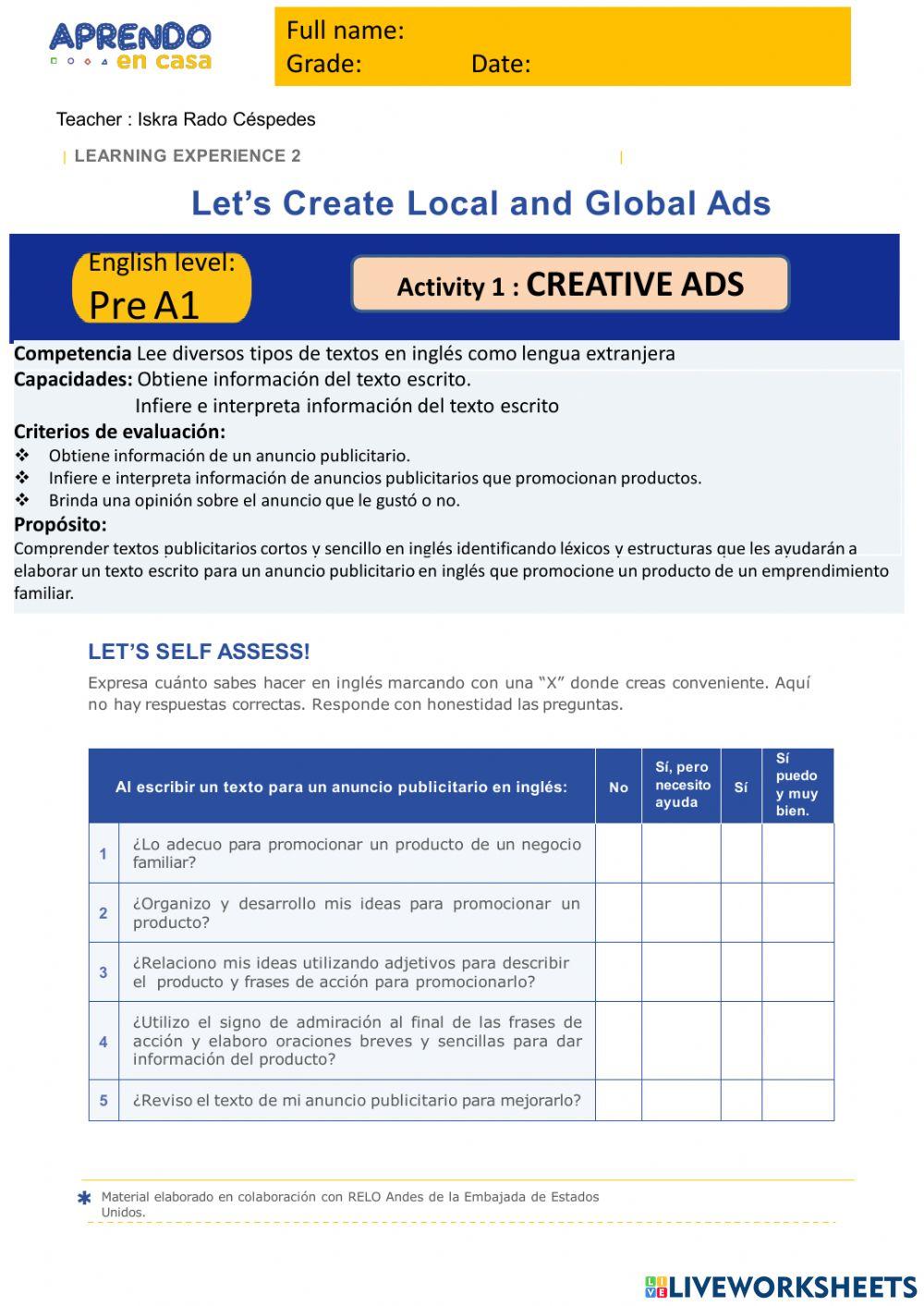Activity 1: Let´s create local and Global Ads prea1 EDA2 irc