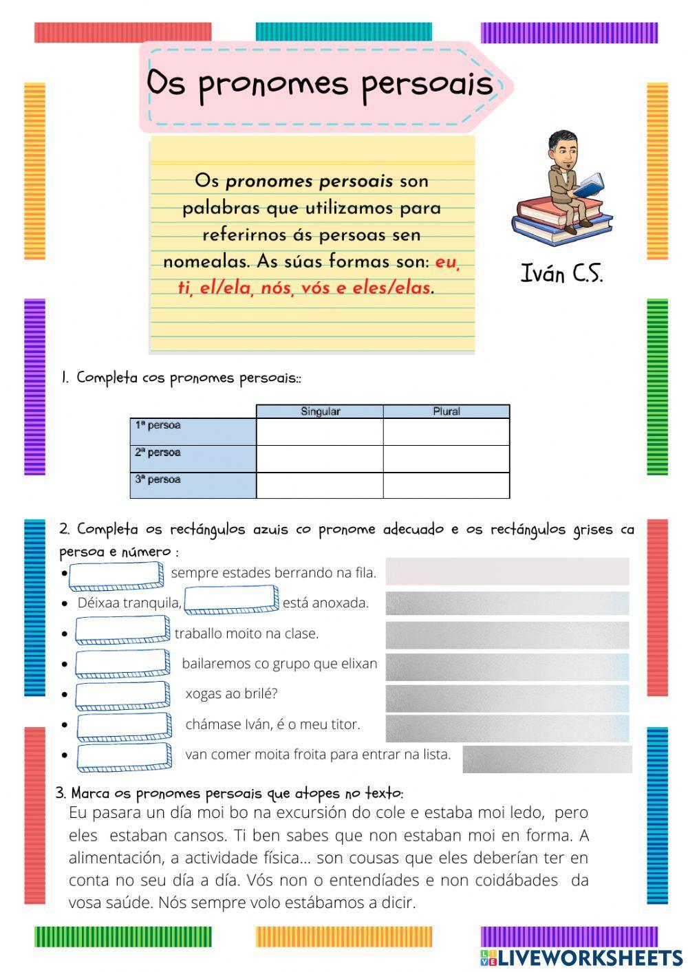 Os pronomes perdoais I Os pronomes perdoais I
