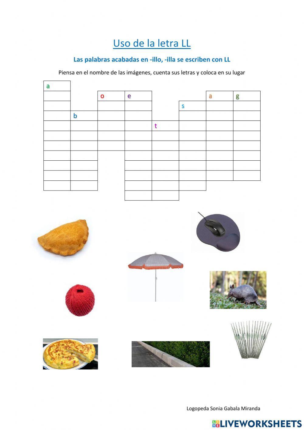 Palabras que acaban en illo, illa