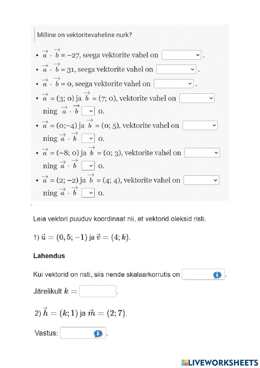 Vektorite vaheline nurk
