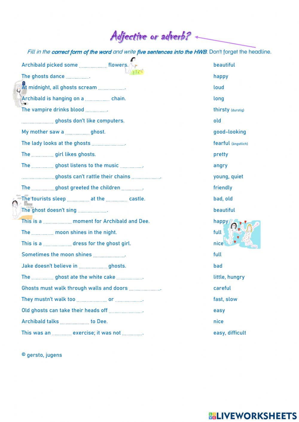 Ghosts - adverbs - adjectives