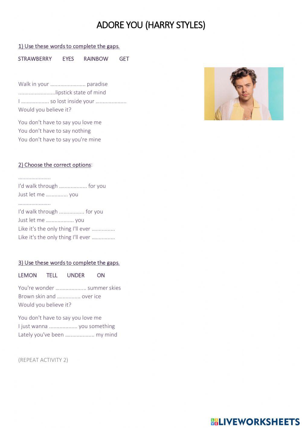 Song time: adore you