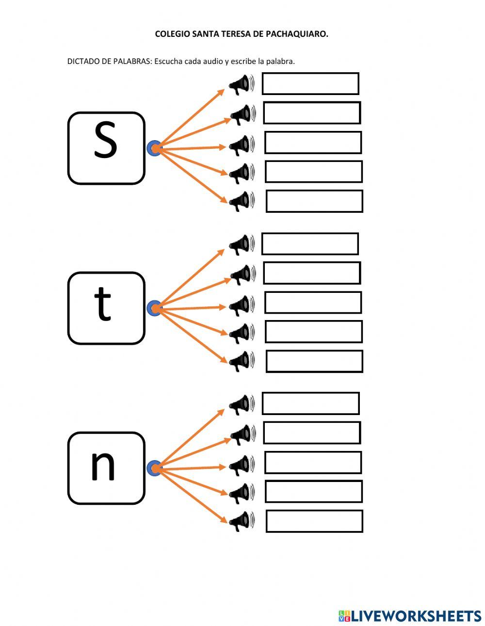 Dictado de palabras.