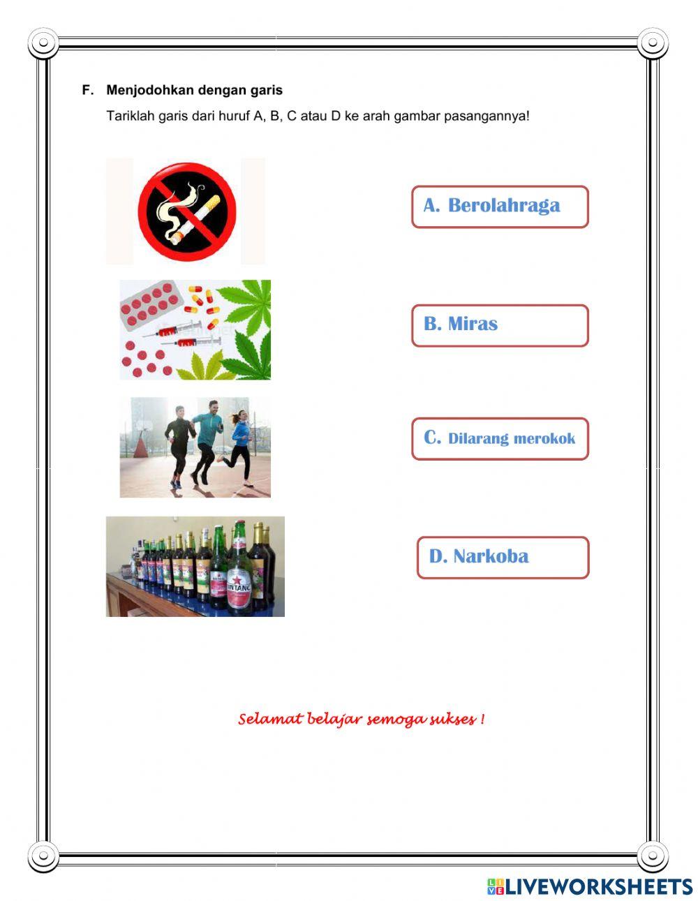 Latihan Soal Bahaya Rokok, Miras dan Narkoba