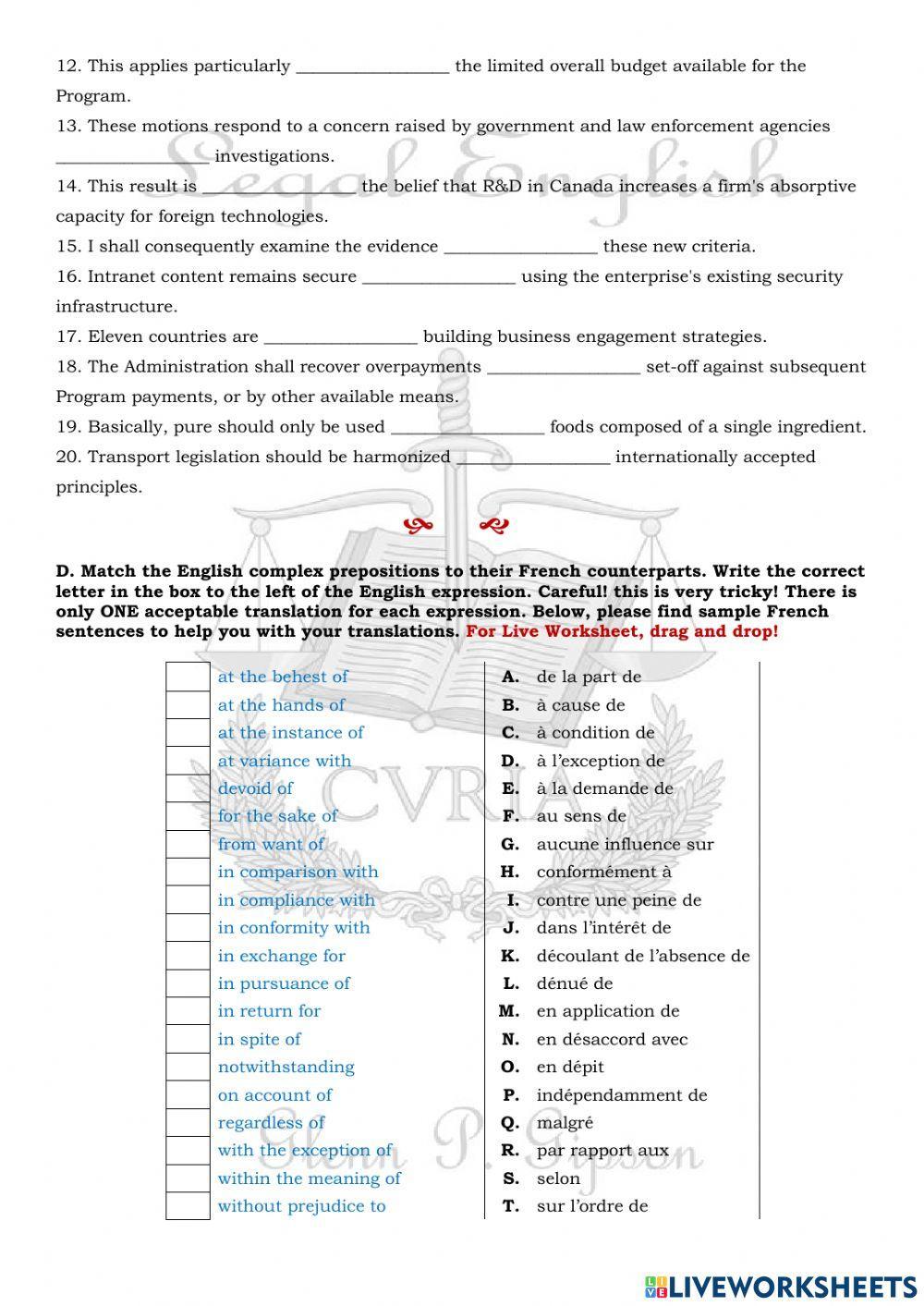 Complex Prepositions in Legal English