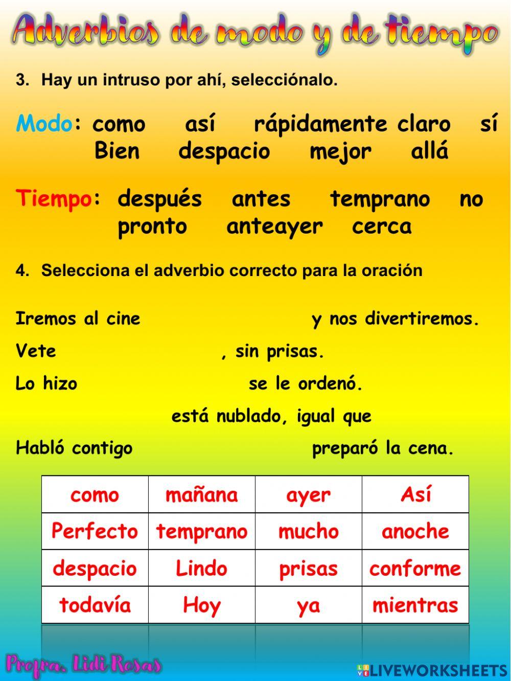 Adverbios de modo y tiempo