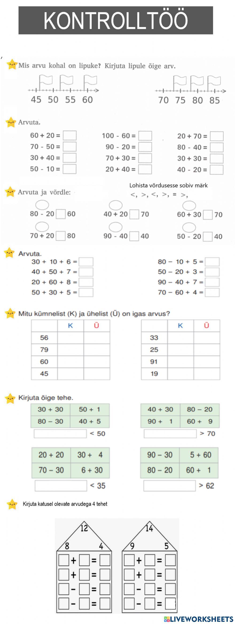 Matemaatika kordav töö Matemaatika kordav töö