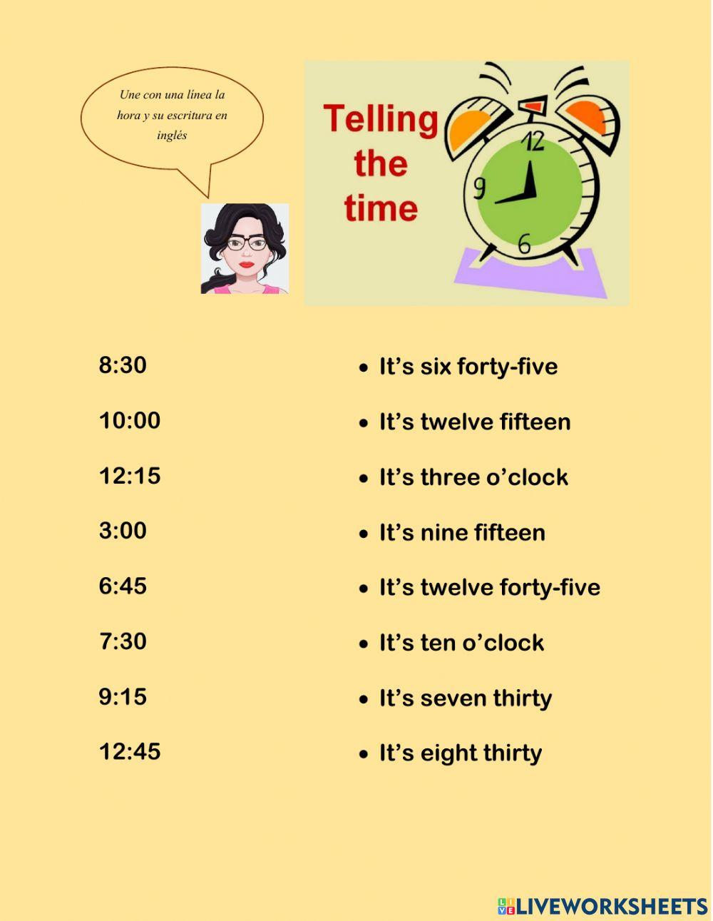 Telling the time (Informal)