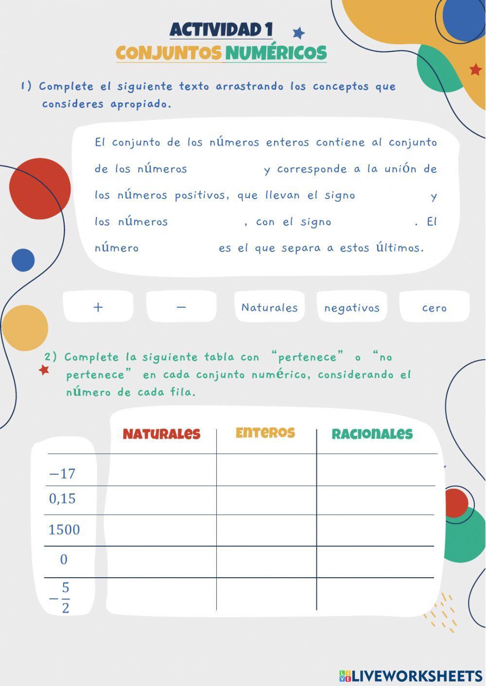 ACTIVIDAD 1 - Conjuntos numéricos