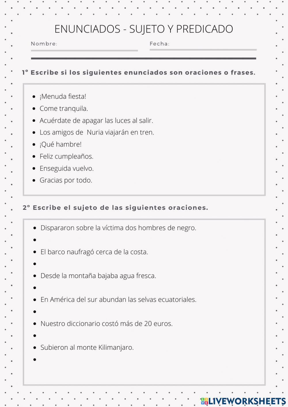 Enunciados, sujeto y predicado