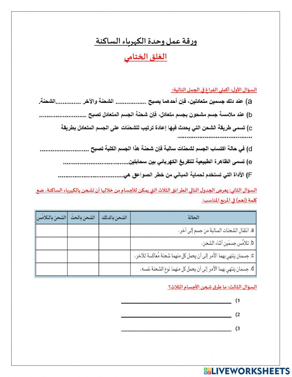 غلق الكهرباء الساكنة