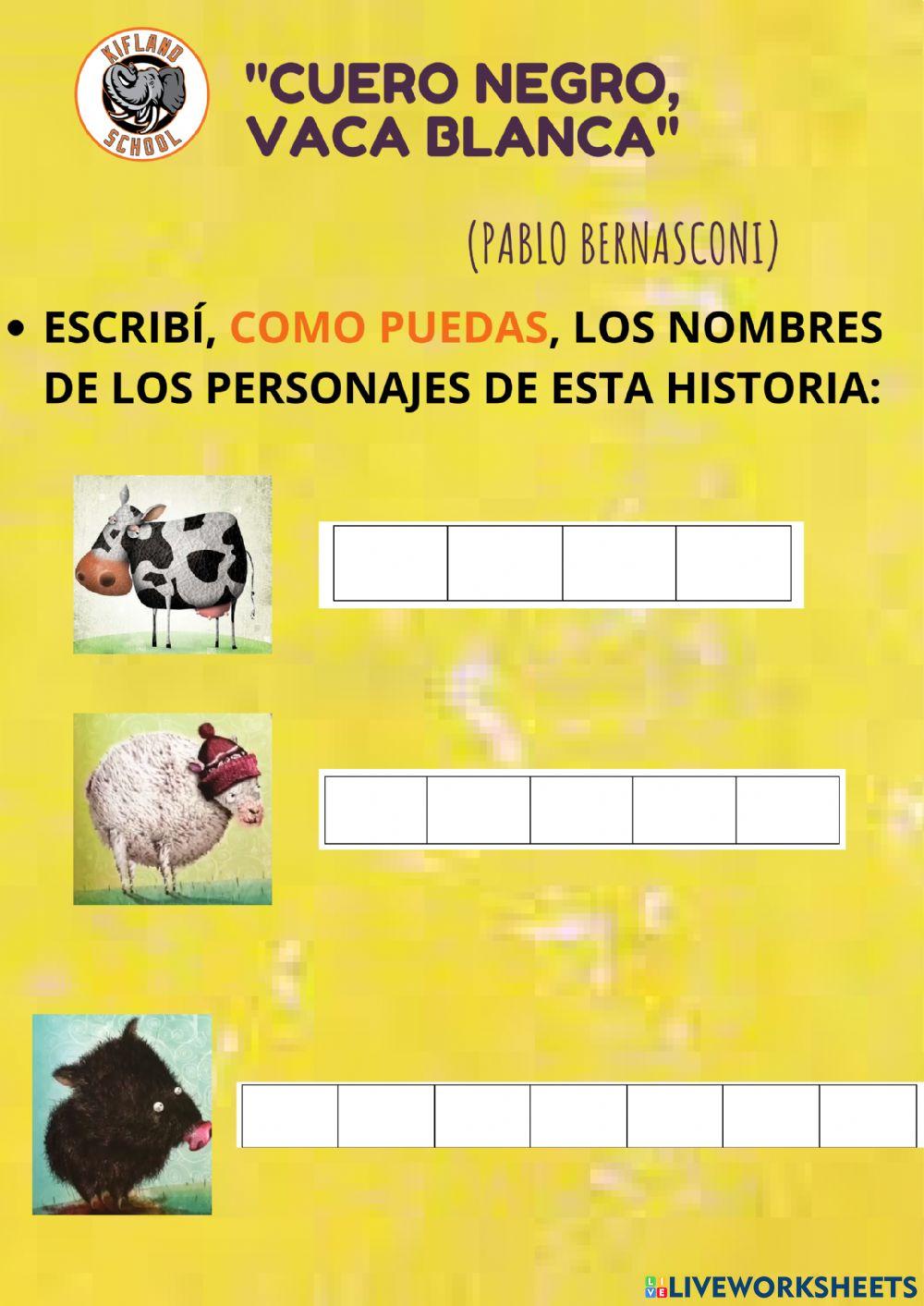 Cuero negro vaca blanca worksheet Live Worksheets