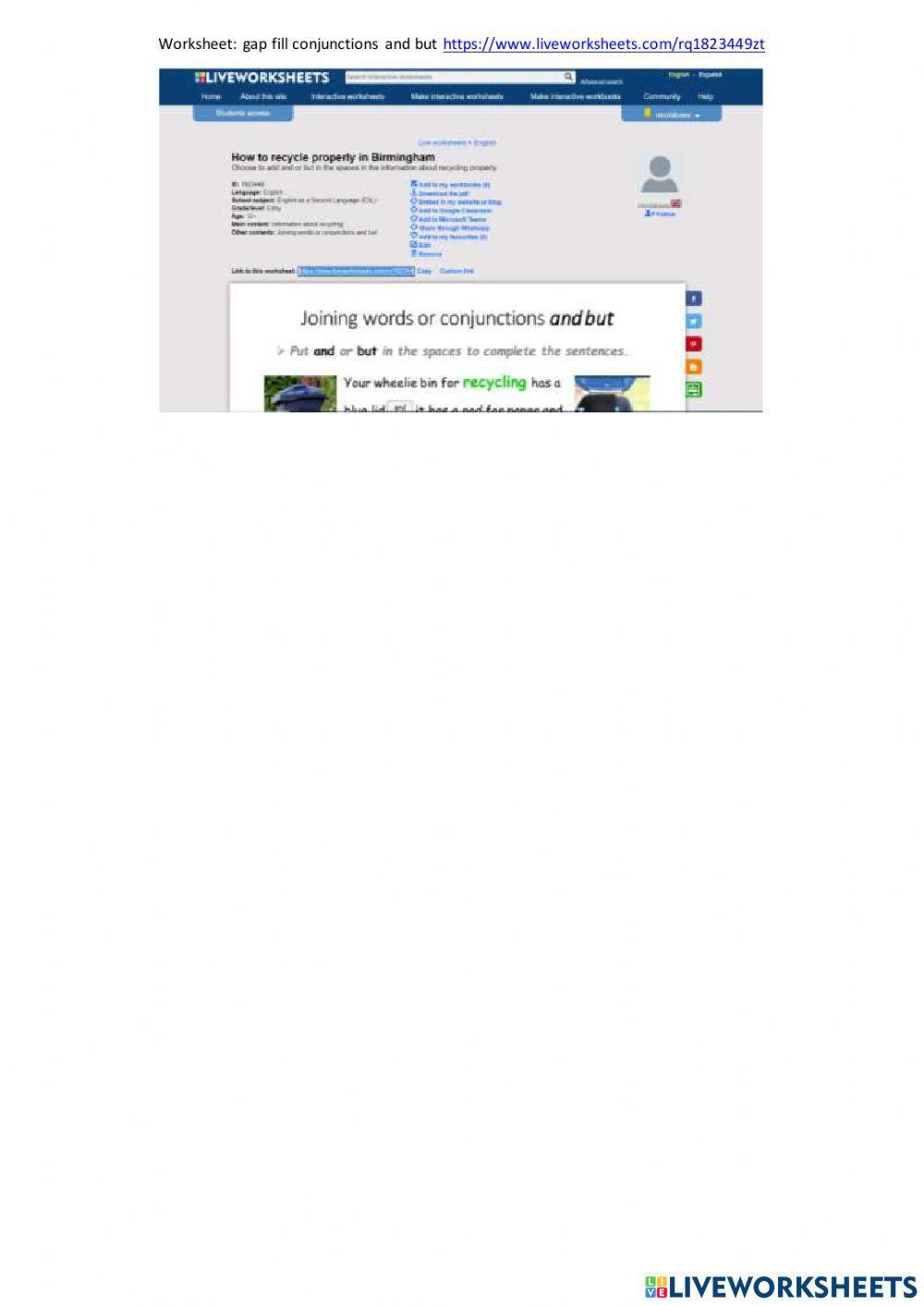 Reading comprehension about recycling in Birmingham