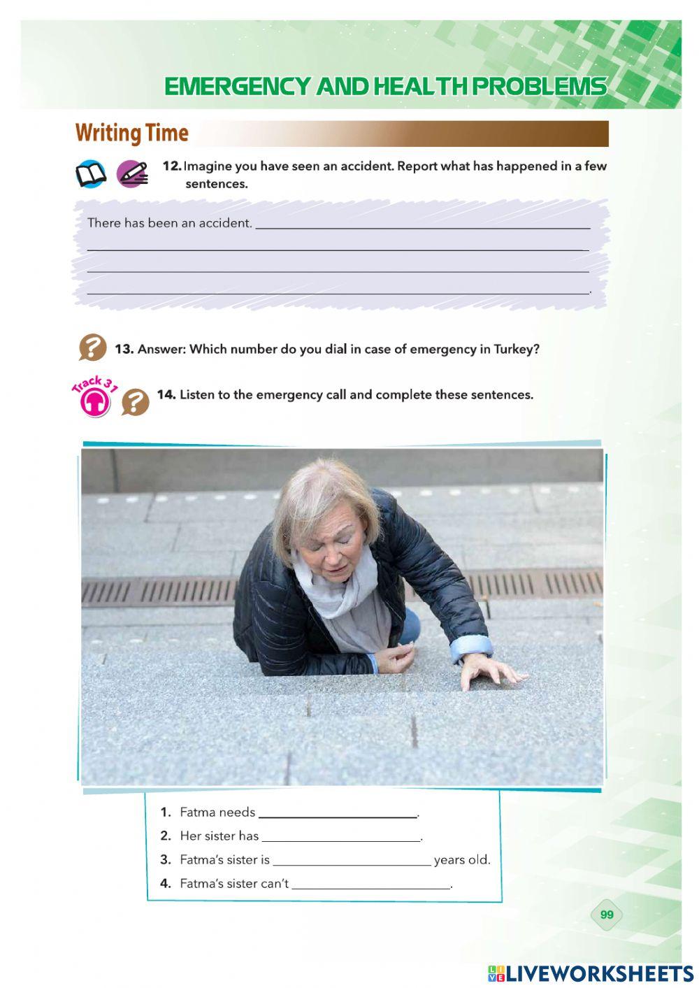 Grade 9-Theme 8-Emergency and Health Problems- Page 99-100 Listening