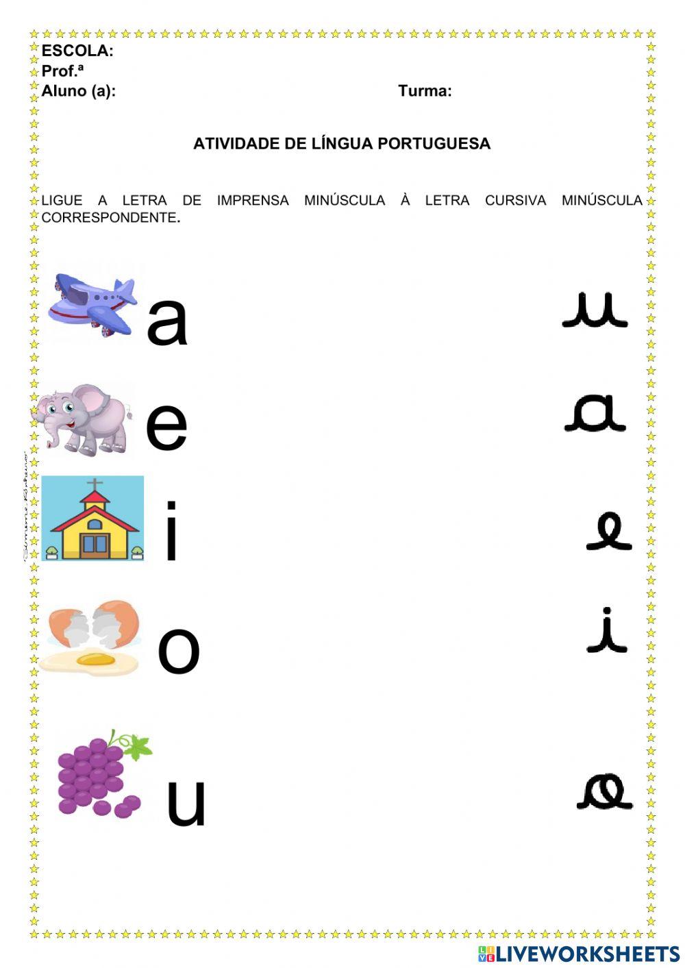 Vogais minúsculas cursivas