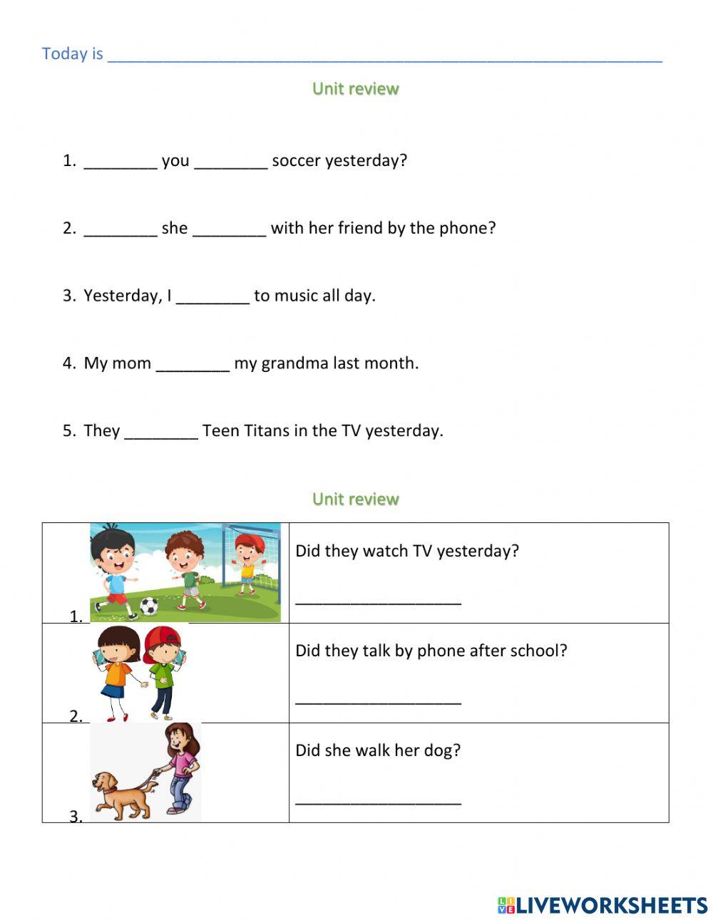 Unit Review Did questions