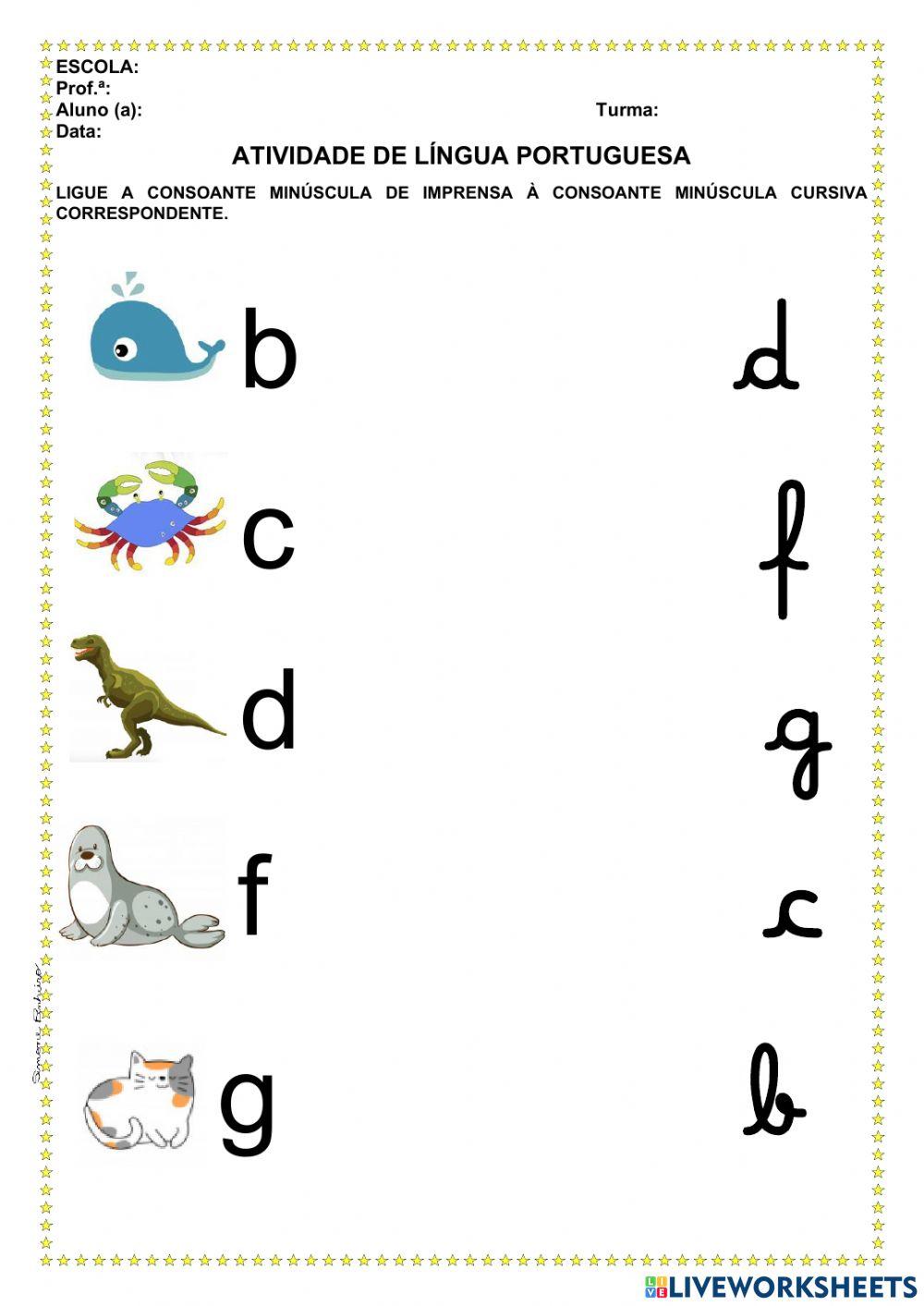 Consoantes minúsculas cursivas