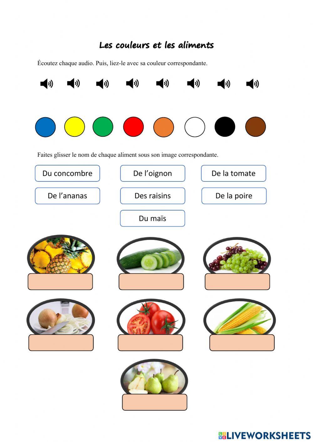 Examen: les couleurs et les aliments
