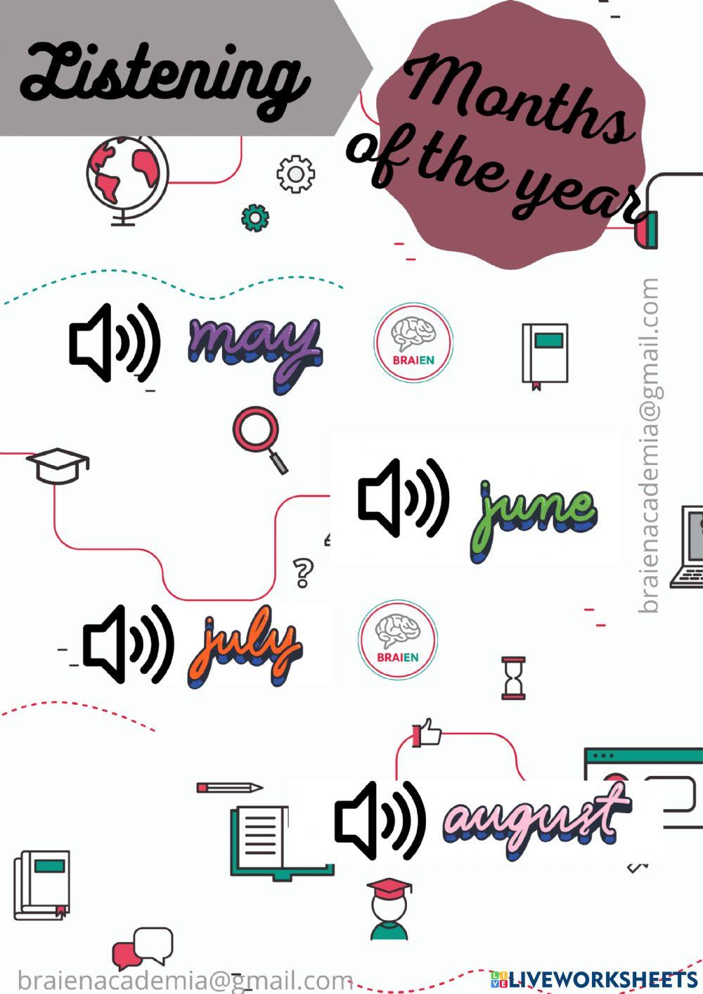 Months of the year. Listening