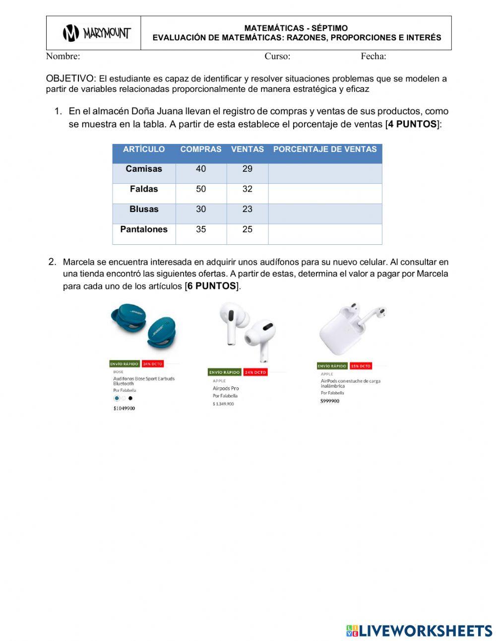 Razones y proporciones:interés