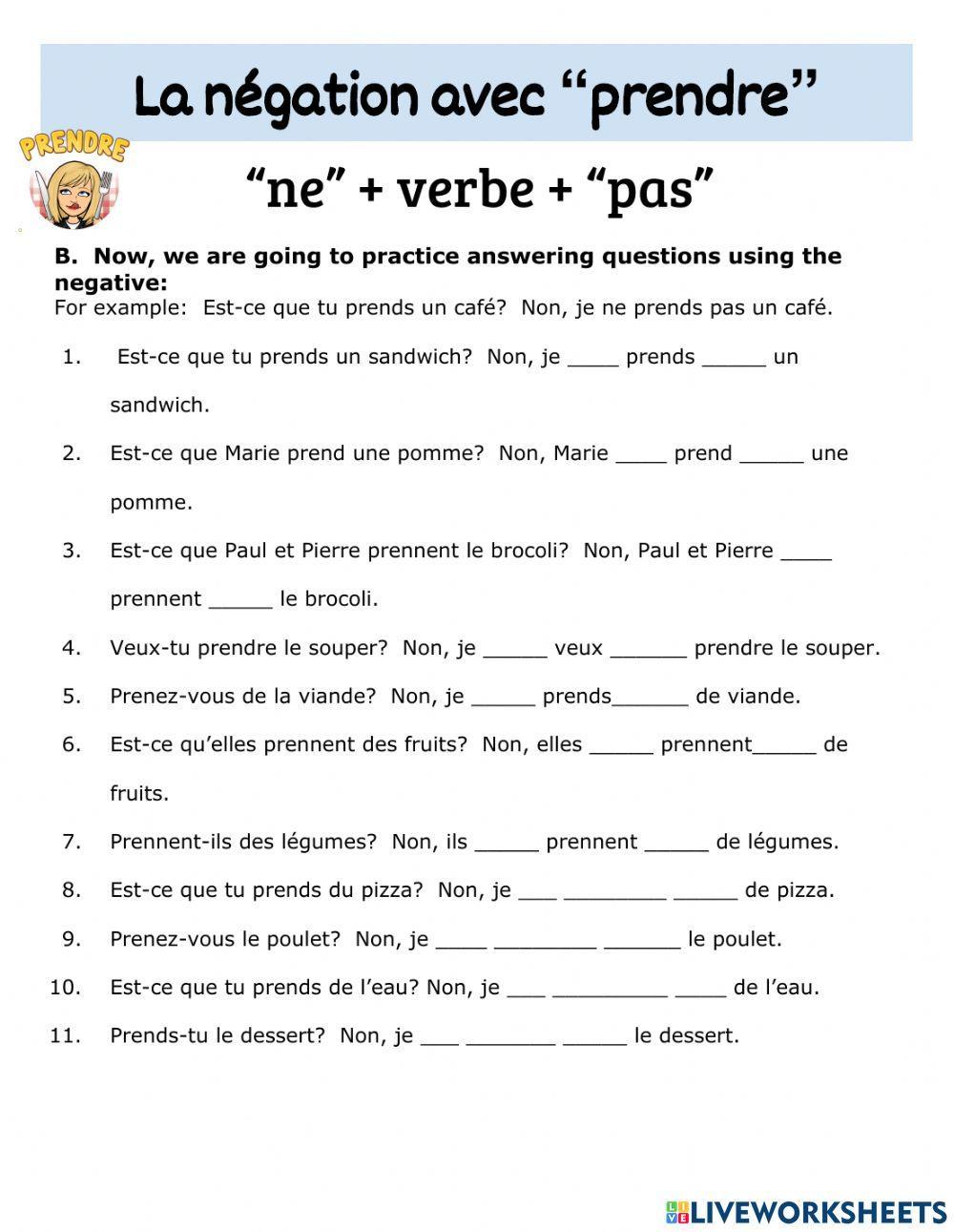 -Prendre- au négatif