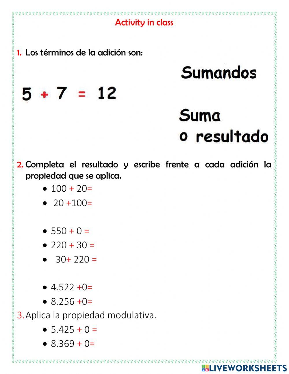 Propiedades de la adición