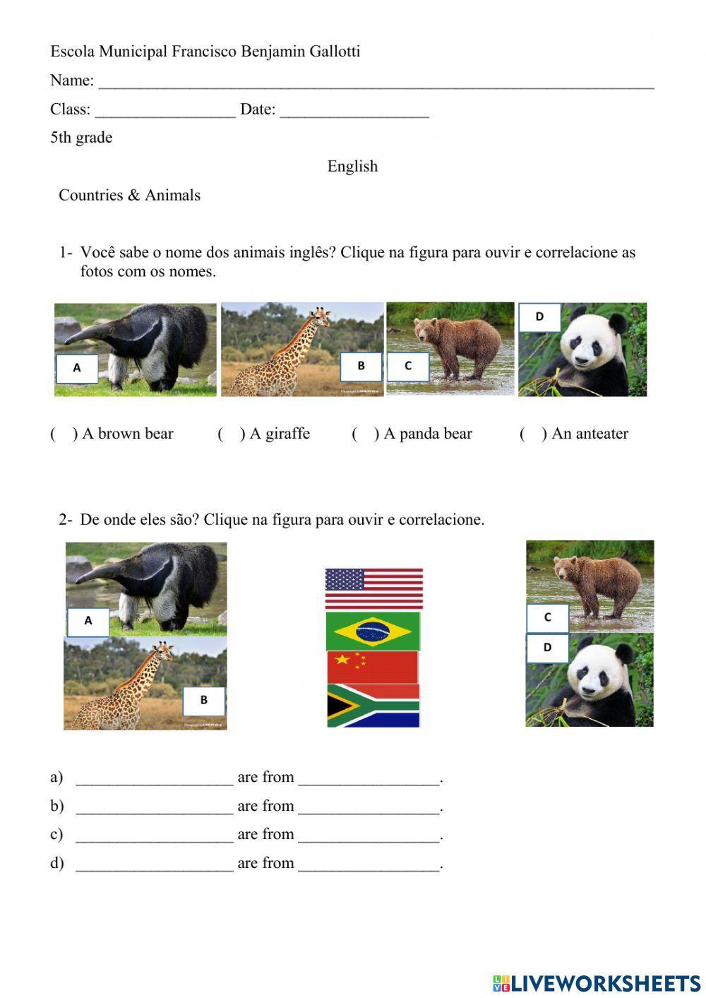 Countries and animals
