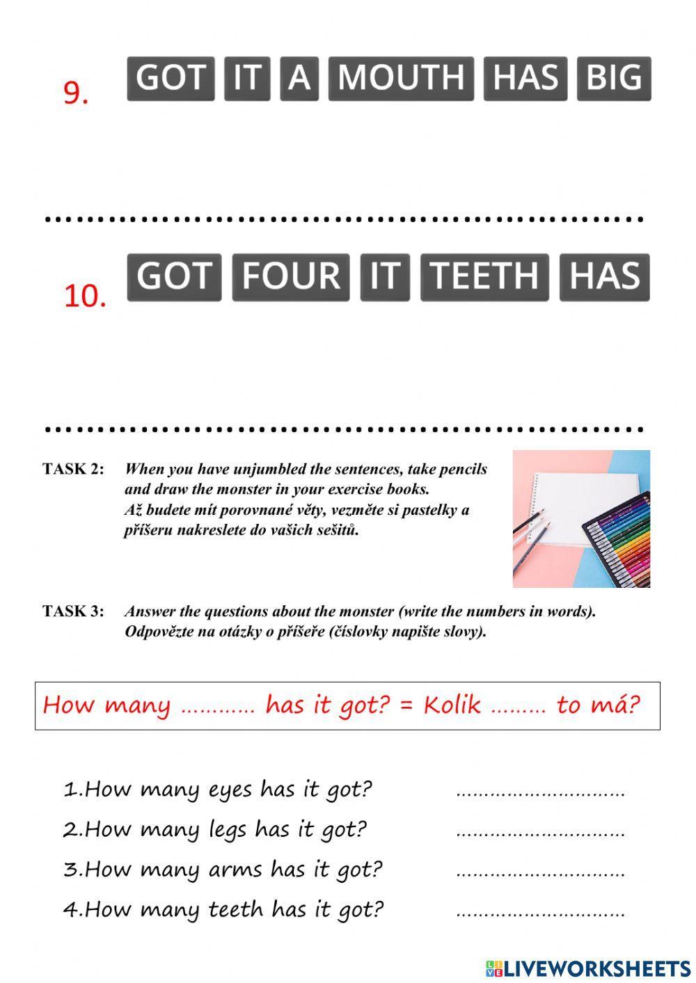 Describing a monster (Chit Chat 1 Unit 7 extra practice)