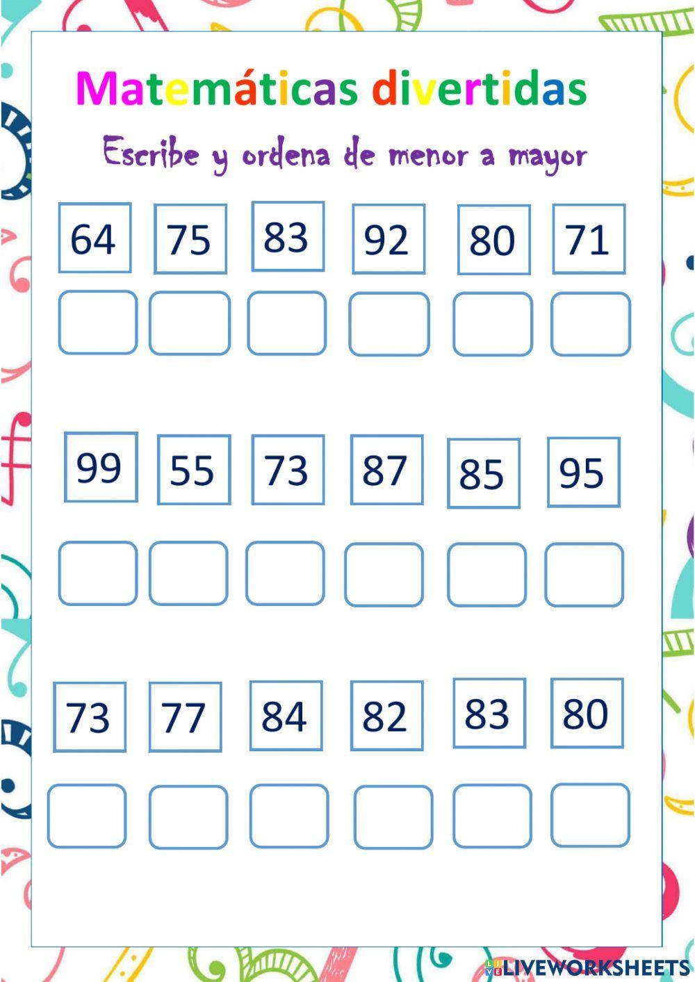 Ordenar números Ordenar números