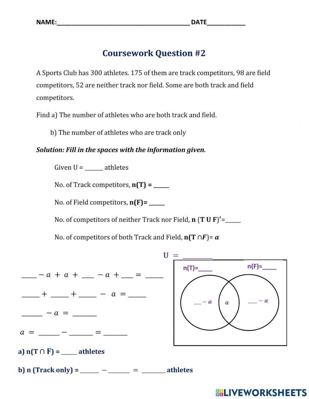 Coursework Question -2 Venn Diagrams