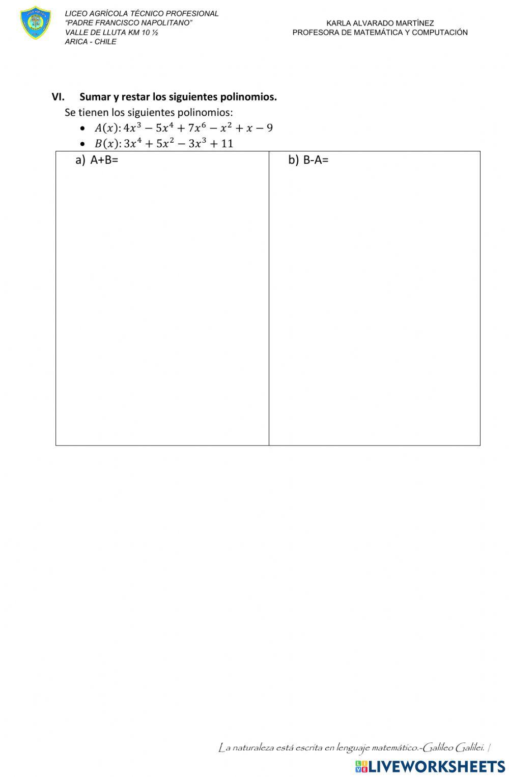 Expresiones algebraicas