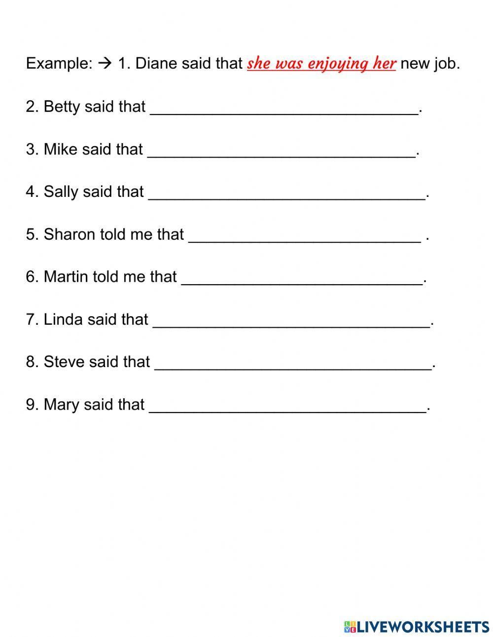 Reported Speech (Statements)