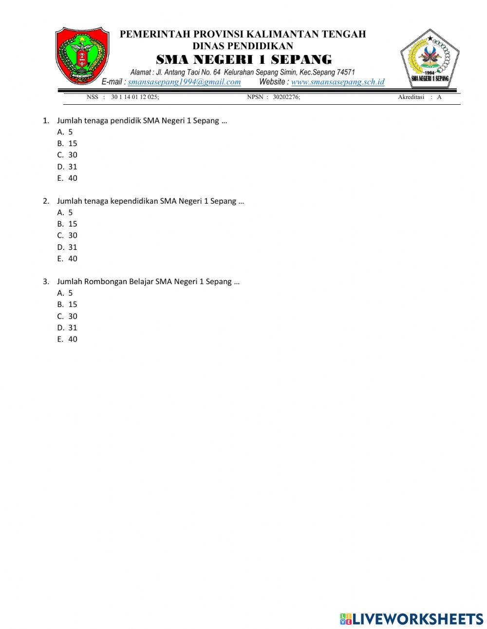 Tes worksheet