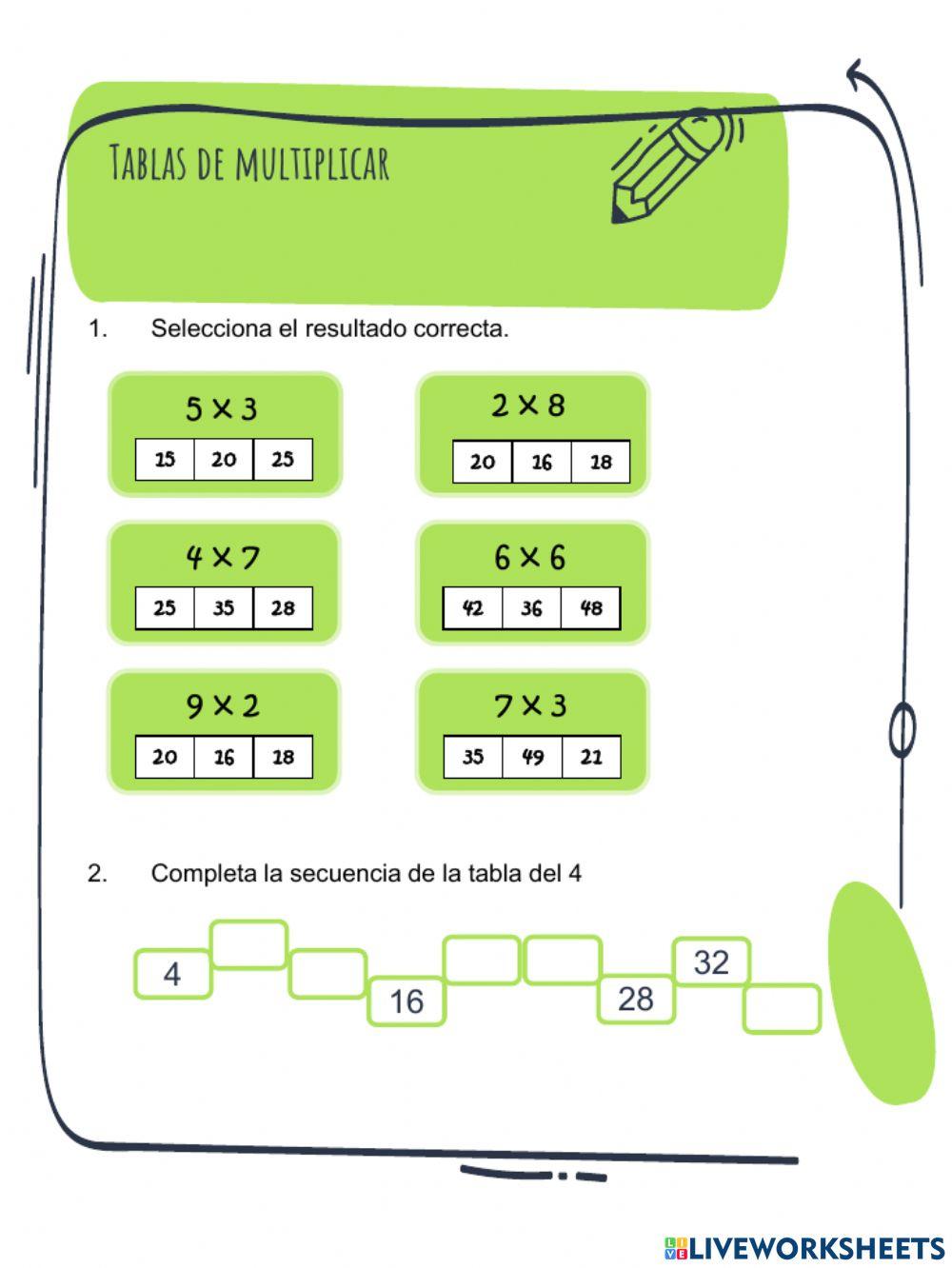 Tabla de multiplicar