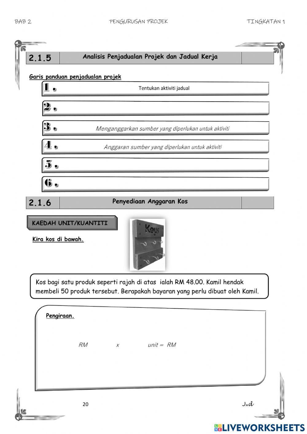 Rbt tingkatan 1 bab 2 Pengurusan Projek