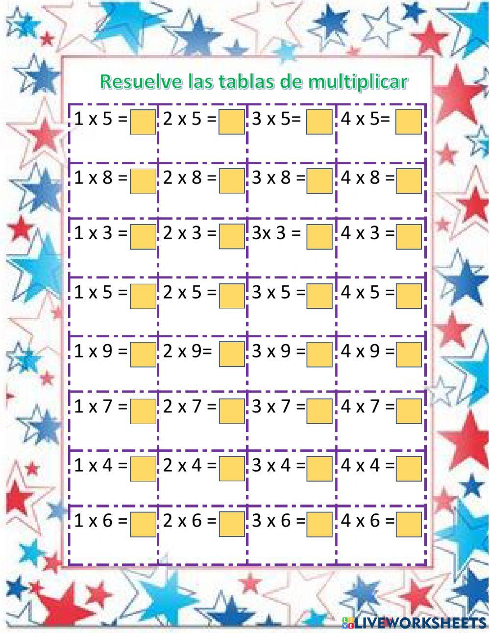Tablas de multiplicas