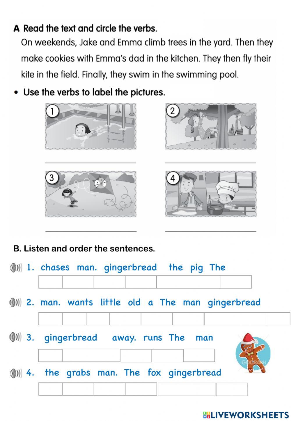Actions Verbs and order sentences