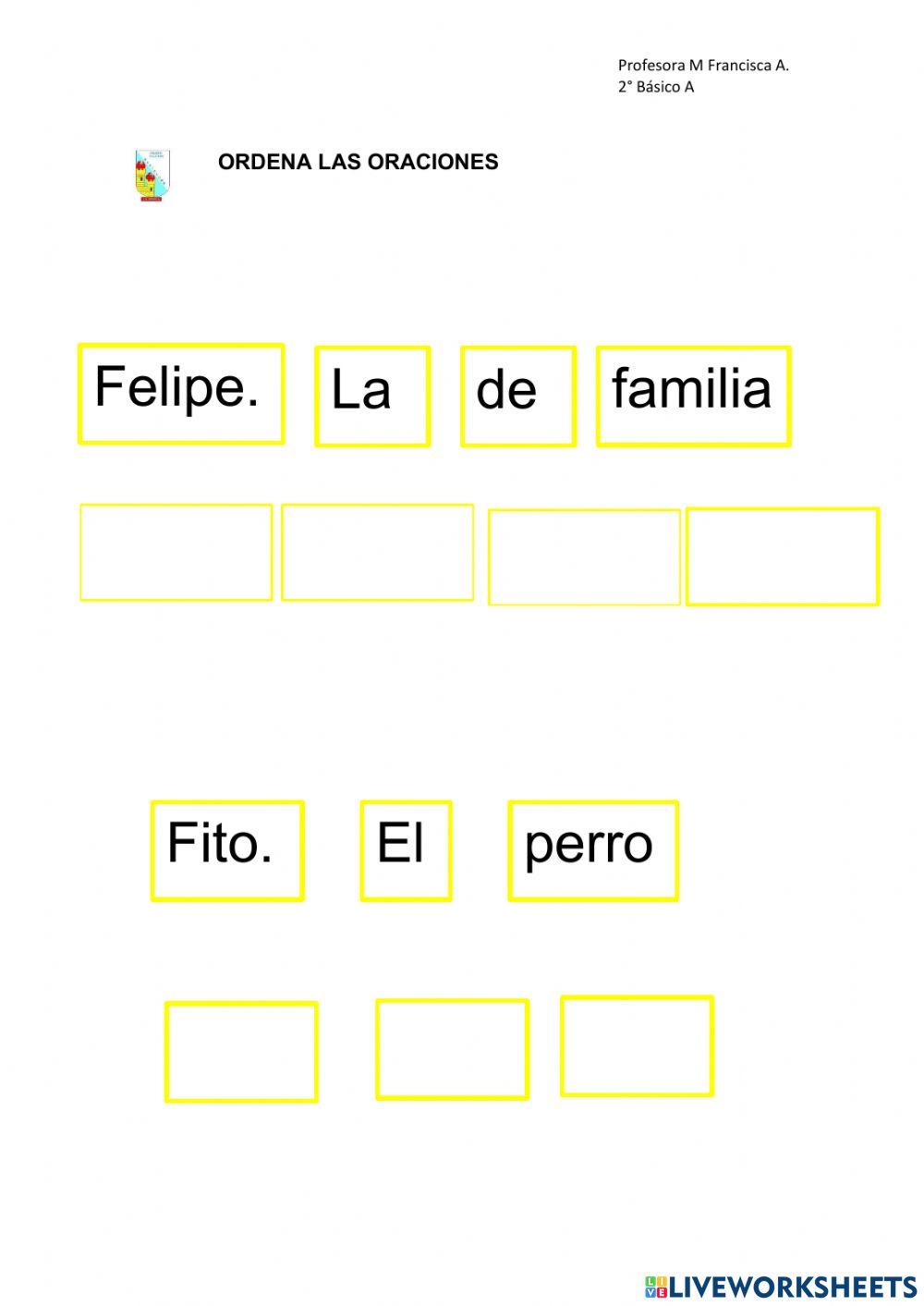 Palabras y oraciones con f