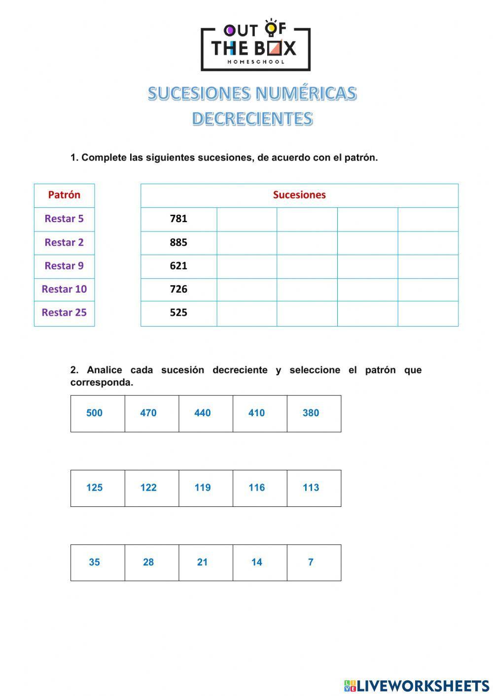 Sucesiones Decrecientes