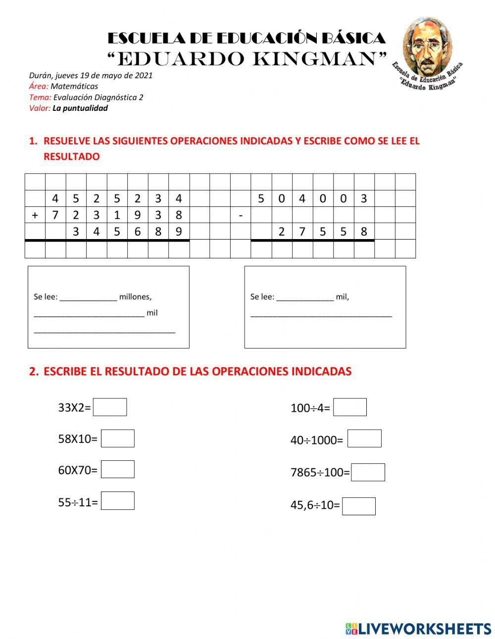 Diagnóstico operaciones básicas