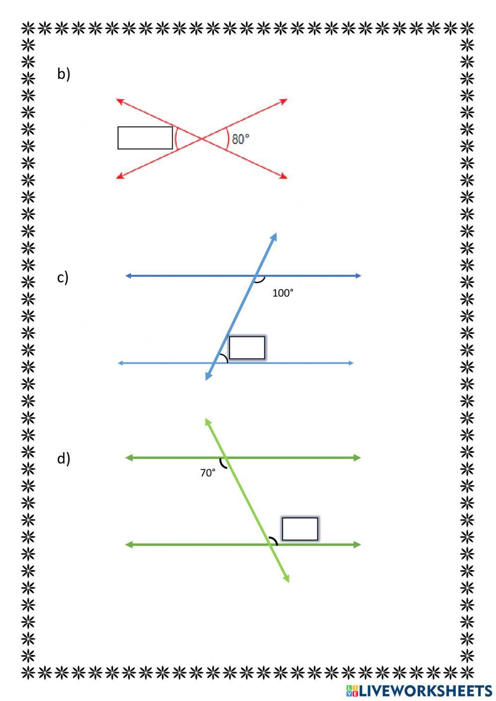 Evaluación de ángulos y rectas