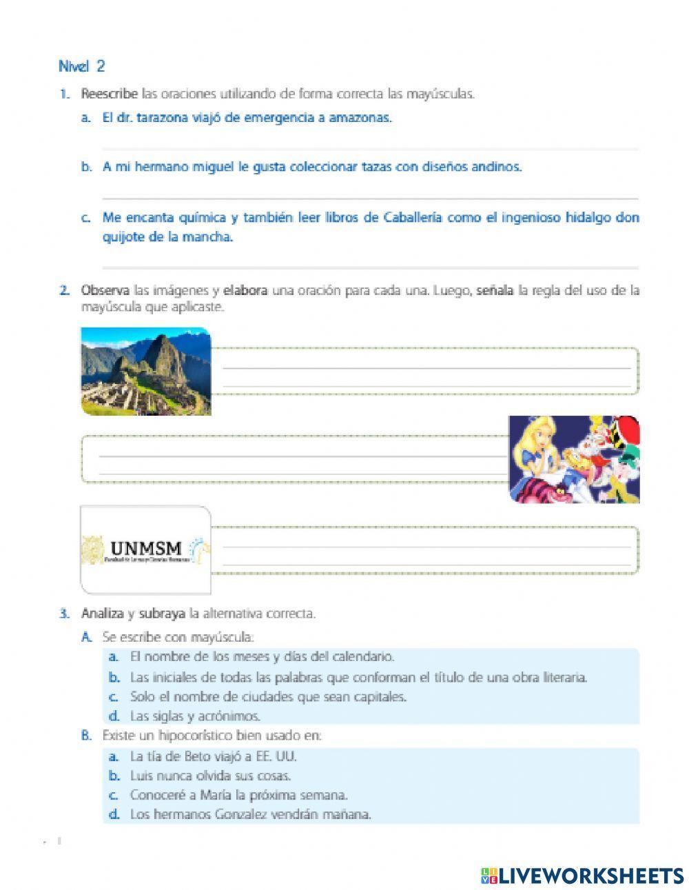 Ejercicios Mayúsculas