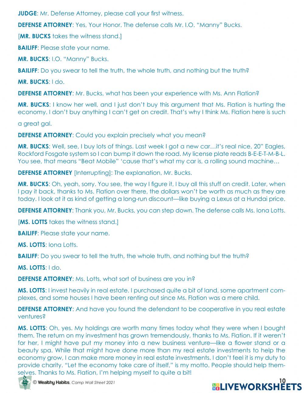 Wealthy Habits Trial of Ms Ann Flation CWS