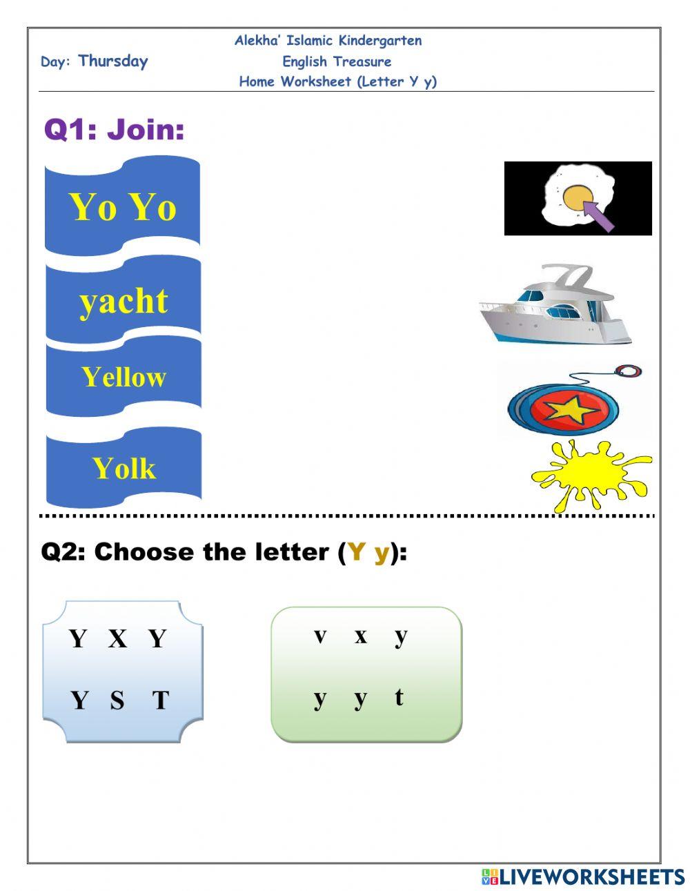 Letter Y y Letter Y y