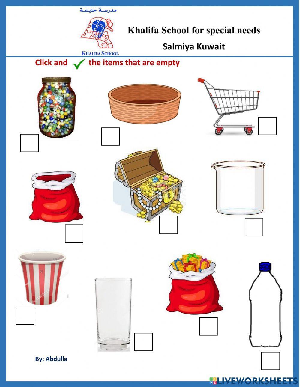 Select the items that are empty